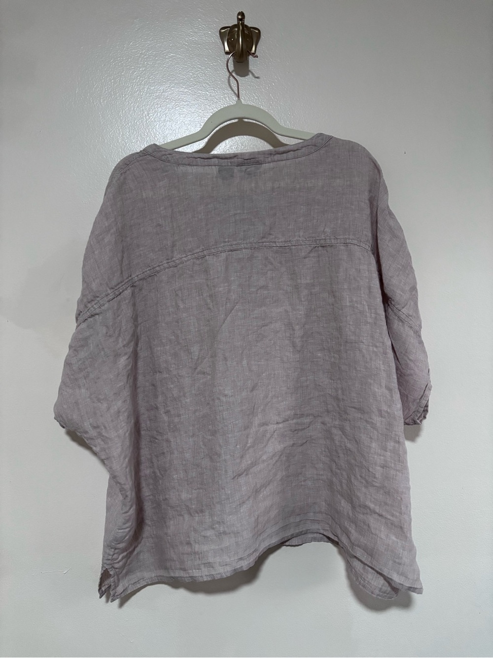 100% Linen Pale Taupe Relaxed Lagenlook Top by Tahari with Button Front XL - Picture 6 of 6